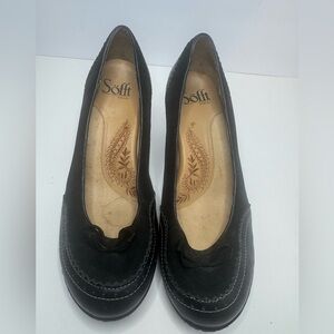 Sofft Black Leather Kitten Heels Size 6.5W
